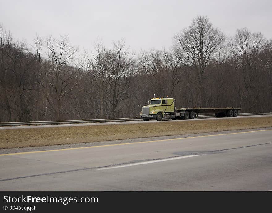 Flatbed Semi Truck on the Highway