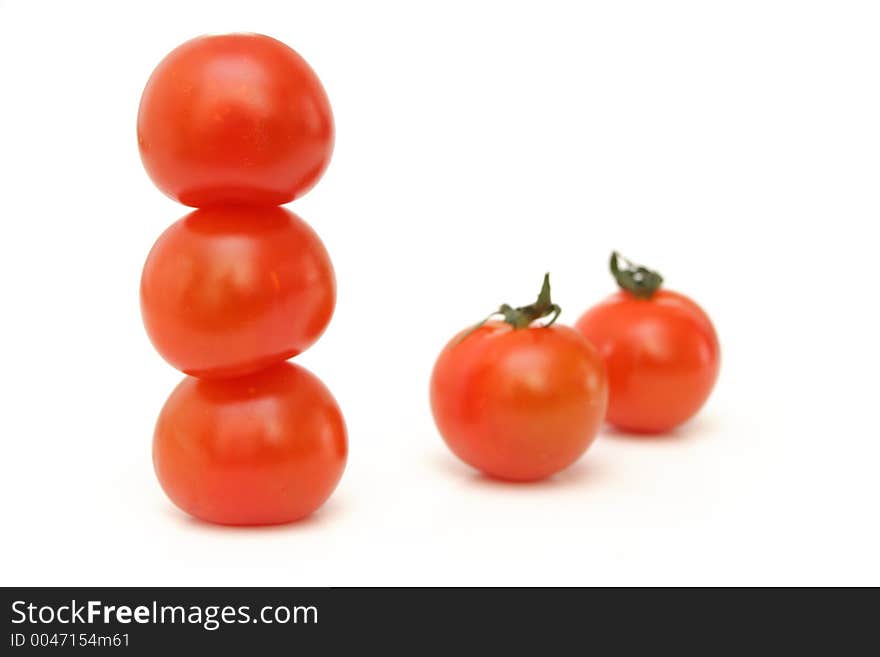 Cherry tomatoes on white