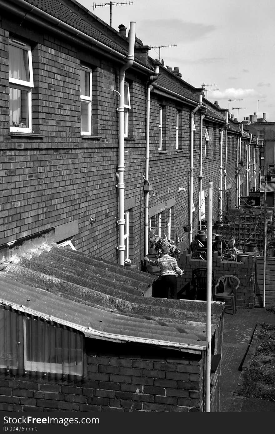 Row of terraced homes in England - Coronation street. Row of terraced homes in England - Coronation street