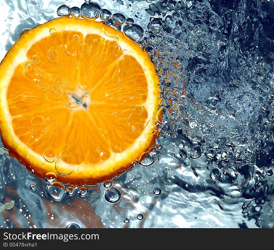 Orange in cold water. Orange in cold water