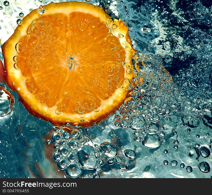 Orange in water. Orange in water