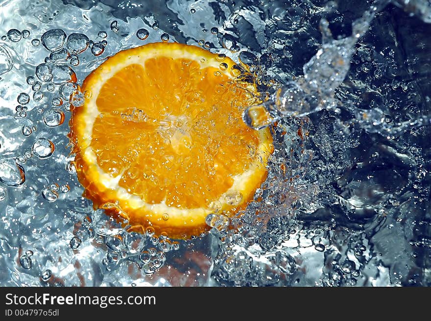 Orange in cold water. Orange in cold water