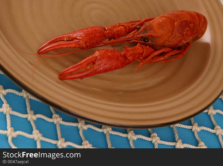 Crawfish on brown Plate