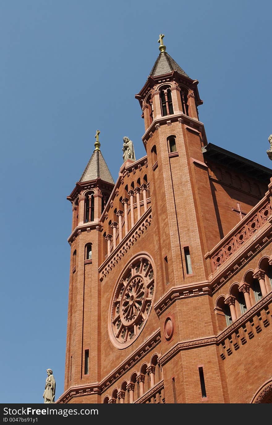 Cathedral Detail with Blue Sky Background