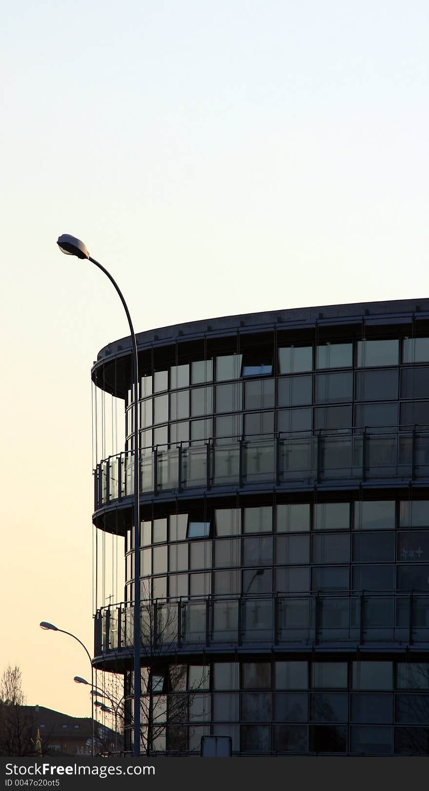 Glass building in the sunset