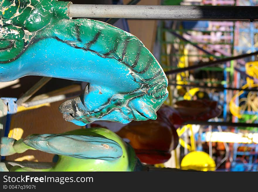 A colorful merry go round horse