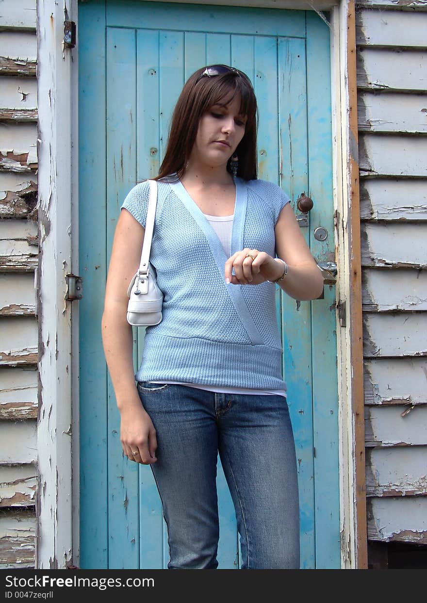 Girl Waiting for Train. Girl Waiting for Train