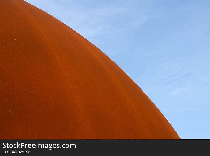 Blue sky and rusty metal dome. Blue sky and rusty metal dome