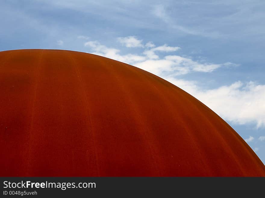 Blue sky and rusty metal dome. Blue sky and rusty metal dome