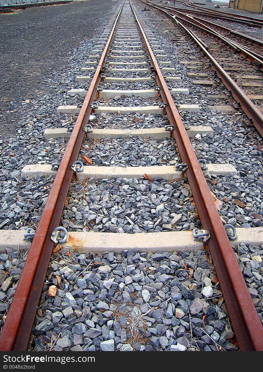 Portrait shot of disused railway tracks. Portrait shot of disused railway tracks.