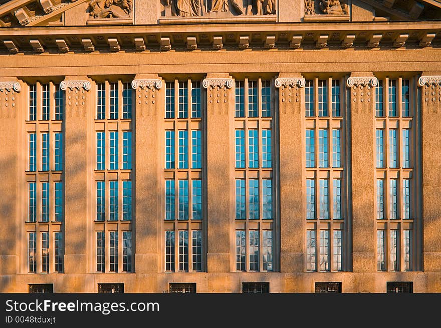 Old building with pilars and glass. Old building with pilars and glass