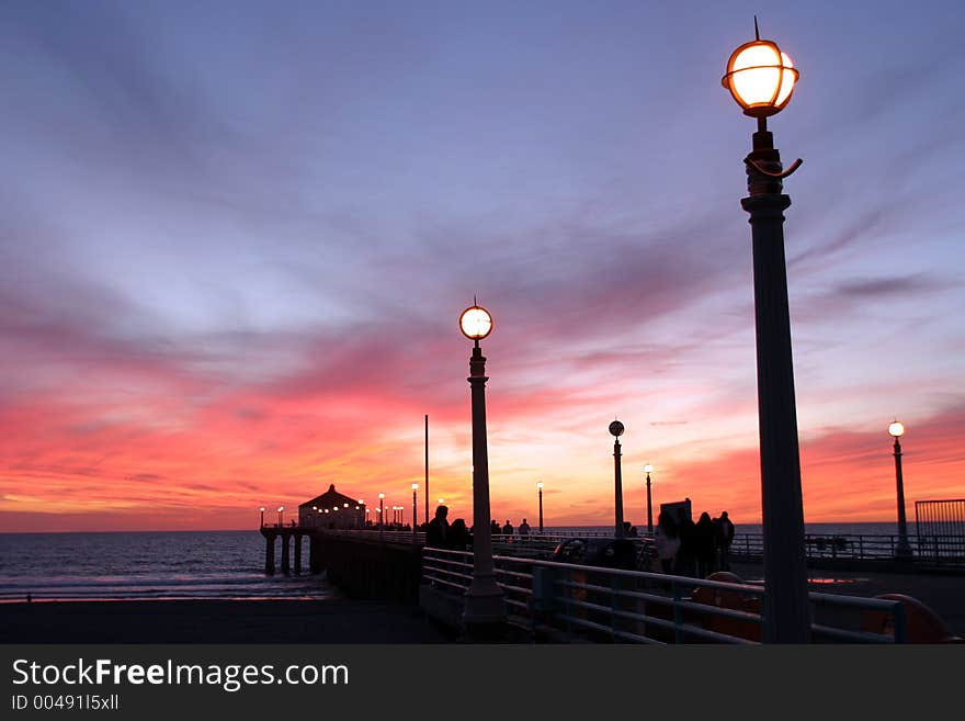 Southern California Pier at sunset. Southern California Pier at sunset