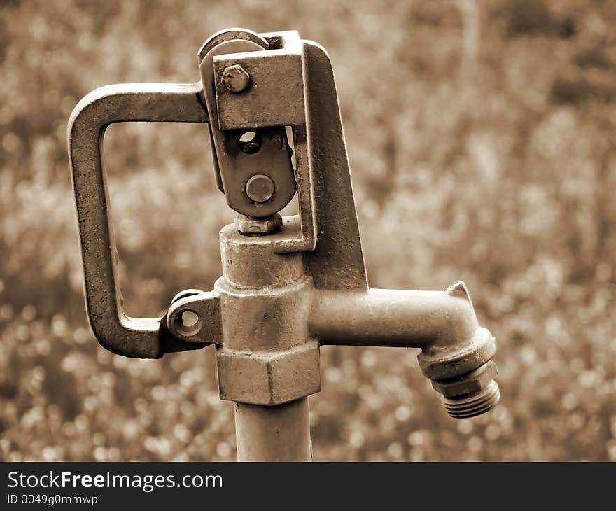 Sepia - Old Water Faucet with Lever Handle. Sepia - Old Water Faucet with Lever Handle