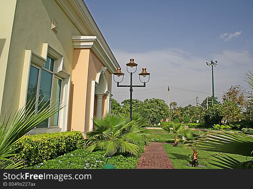 Exterior architecture and graden walkway