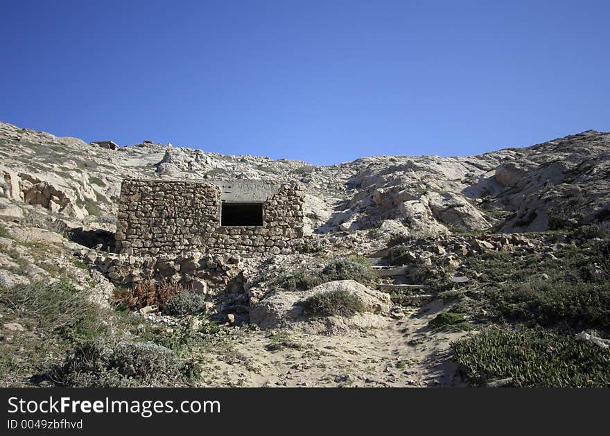 Old ruins of a house at les goudes, marseille, france. Old ruins of a house at les goudes, marseille, france