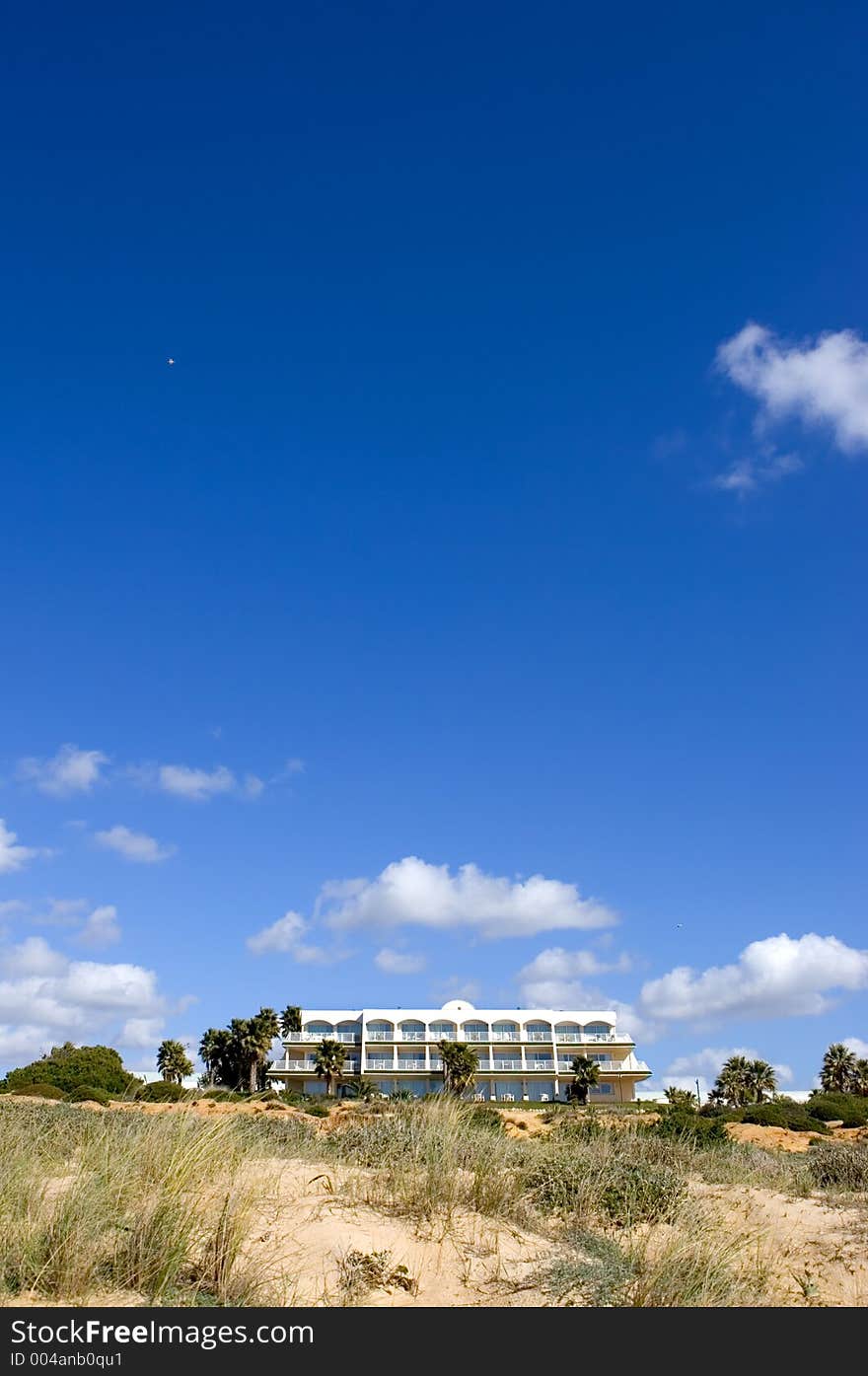 Luxury hotel on the Spanish coast next to the beach on the Costa de la Luz. Luxury hotel on the Spanish coast next to the beach on the Costa de la Luz