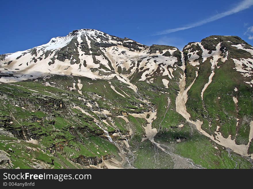 Picturesque  Snow Covered Mountain Range In Indian Himalayas