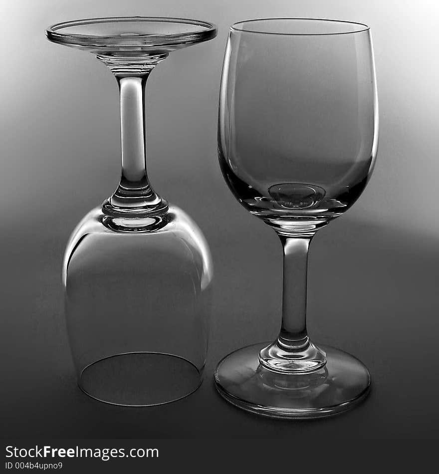 Wine glasses in black and white