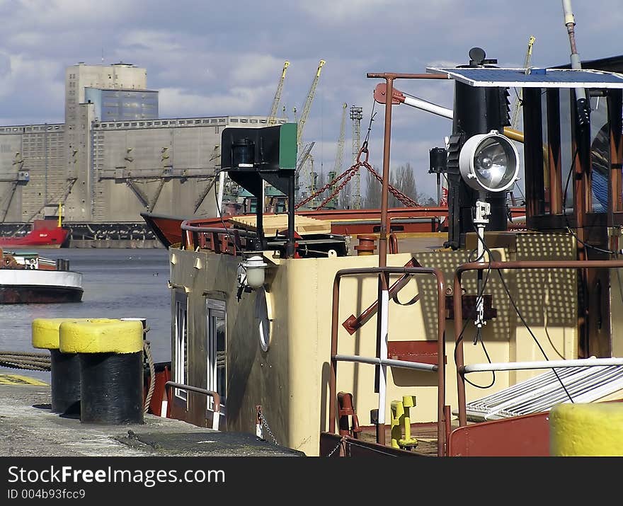 Barge and elevator in background