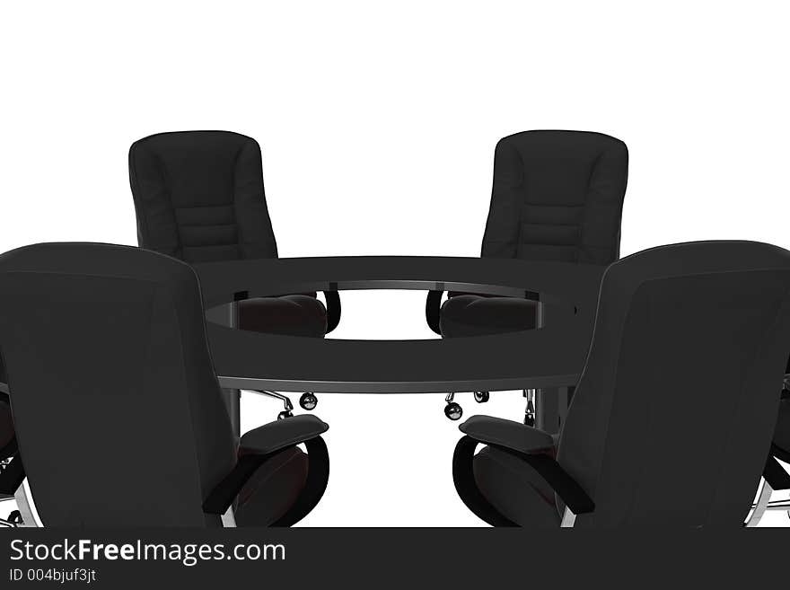 Isolated Office Armchairs With Table 08