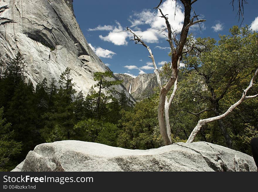 Yosemite valley with the fall in the background