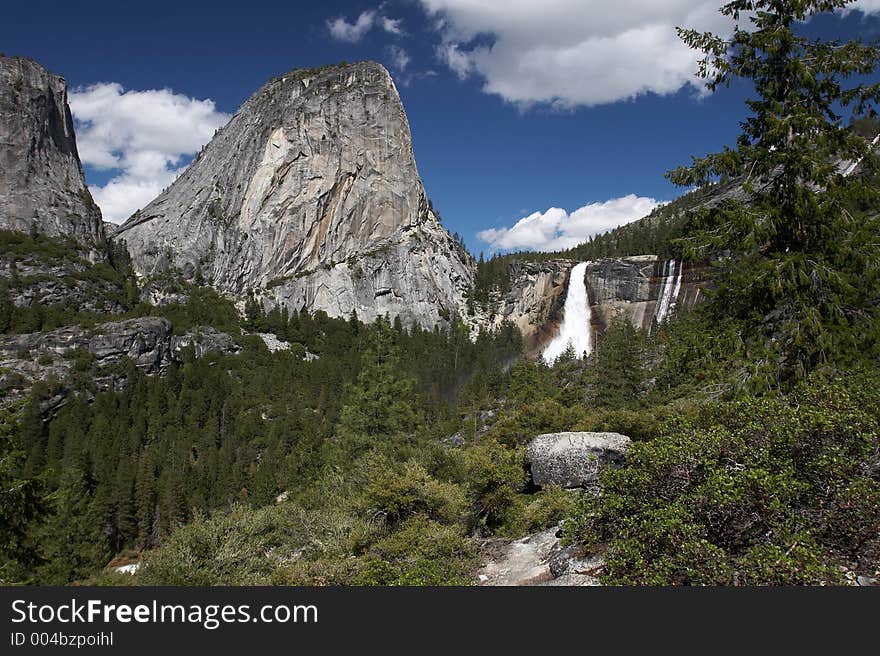 Yosemite valley with the fall in the background