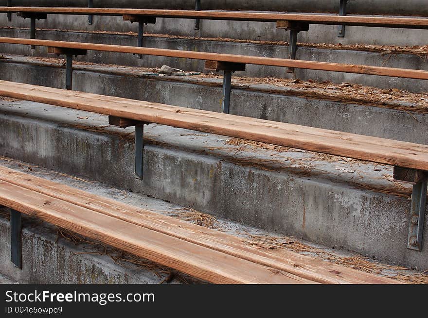 Old empty benches in a park