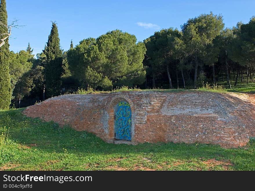 Strange Underground Bunker With Grafitti