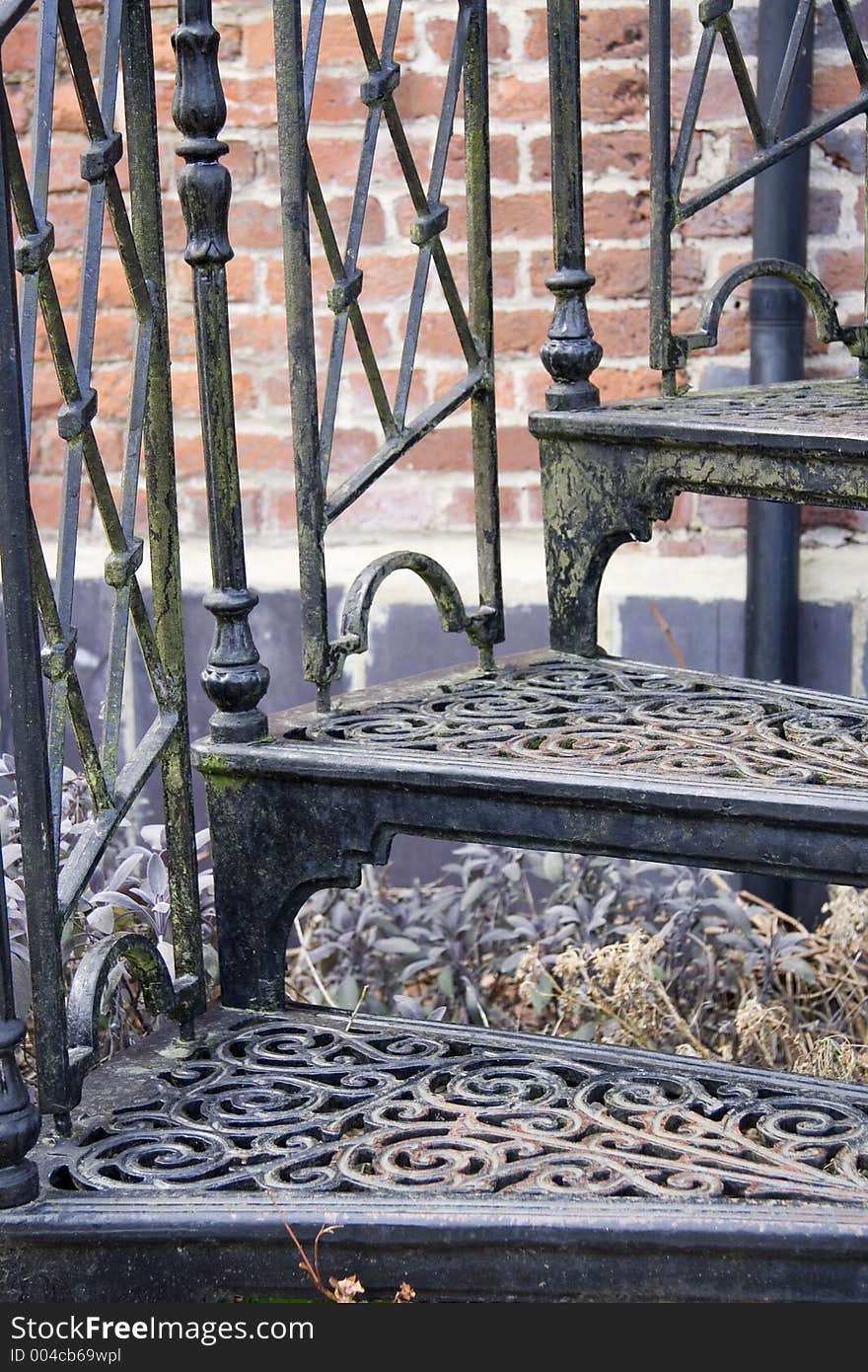 A section of victorian decorative staircase. A section of victorian decorative staircase.