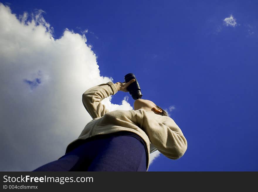 Young girl drinking water (landscape shot). Young girl drinking water (landscape shot)