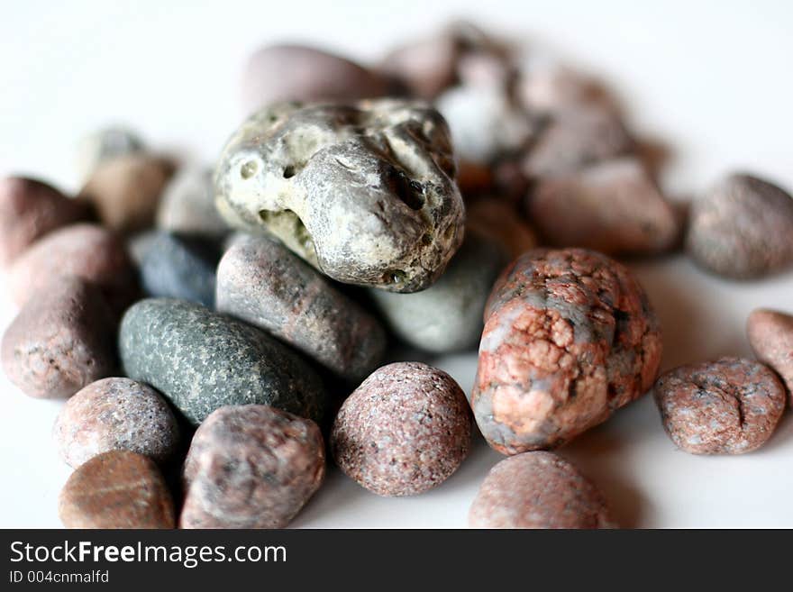 Ocean stones on isolated background