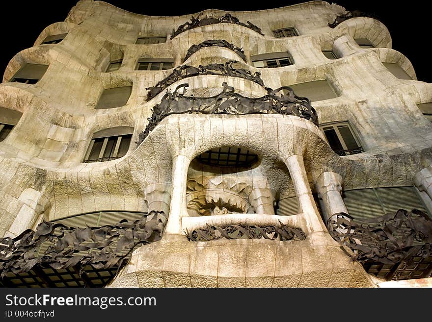 La pedrera building by night. La pedrera building by night