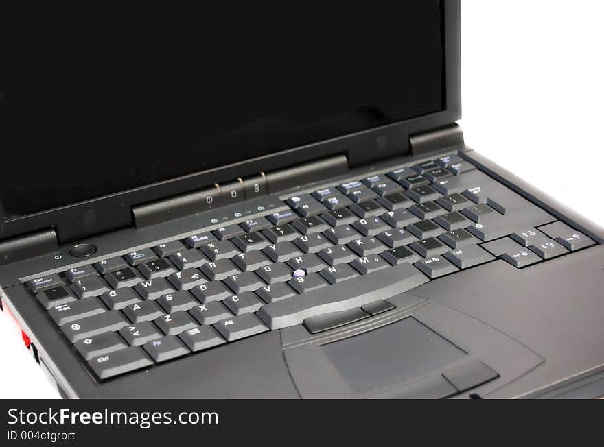 Laptop closeup isolated on white