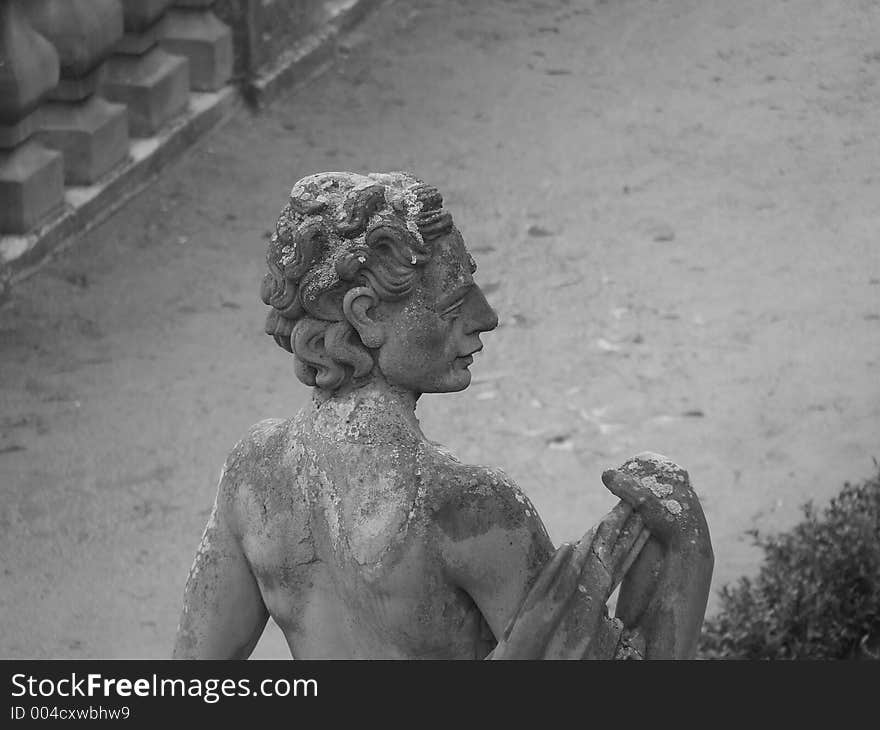 A black and white Sculpture in the garden of würzburg's castle