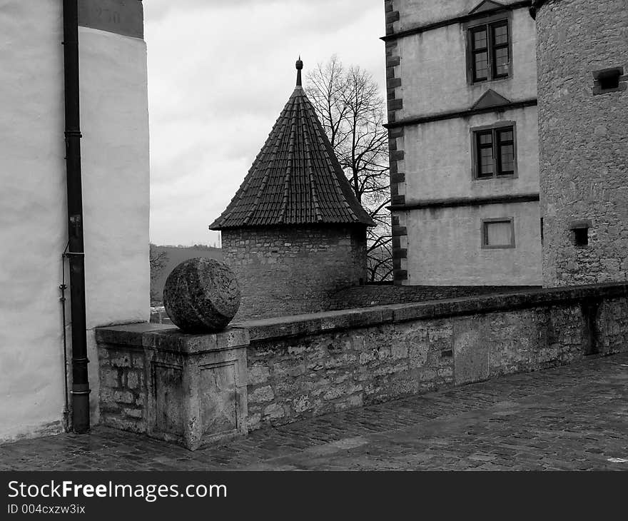 A small tower in the backyard of Würzburg's castle