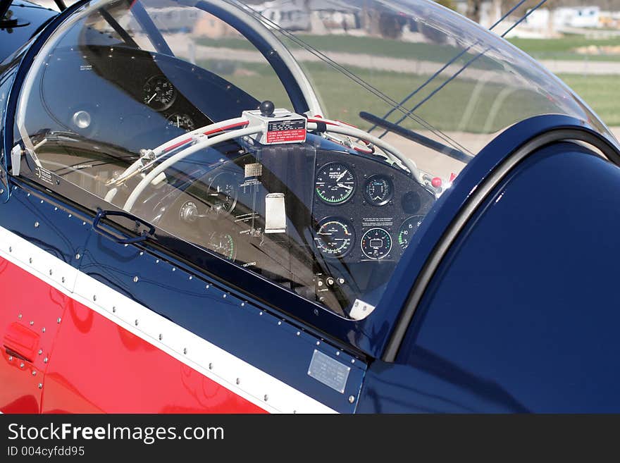 Closeup of planes cockpit