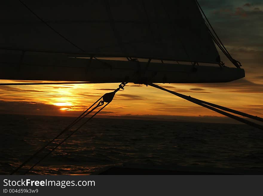 Beautiful and colorful sunset during some sailing. Beautiful and colorful sunset during some sailing.