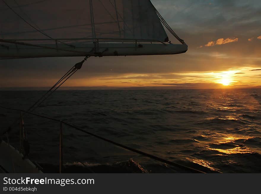 Beautiful and colorful sunset during some sailing. Beautiful and colorful sunset during some sailing.