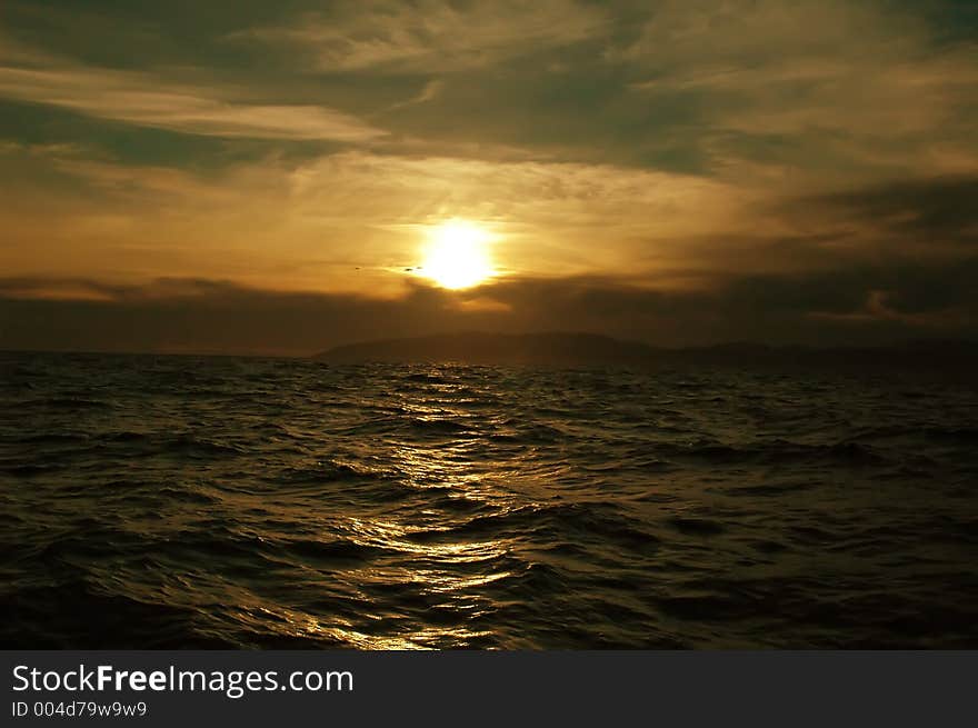 Colorful and beautiful sunset over the ocean