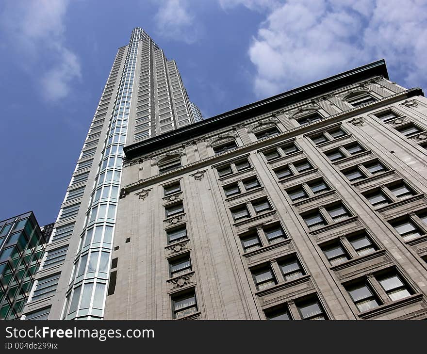 Classic old building with a new highrise behind. Classic old building with a new highrise behind.