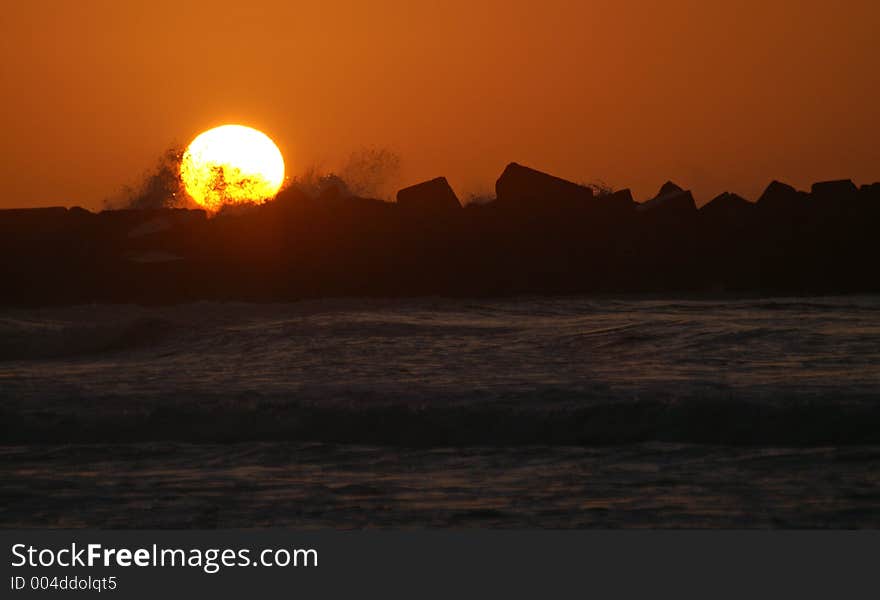 Sunset at Zurriola's beach, Donostia-San Sebastian. Sunset at Zurriola's beach, Donostia-San Sebastian