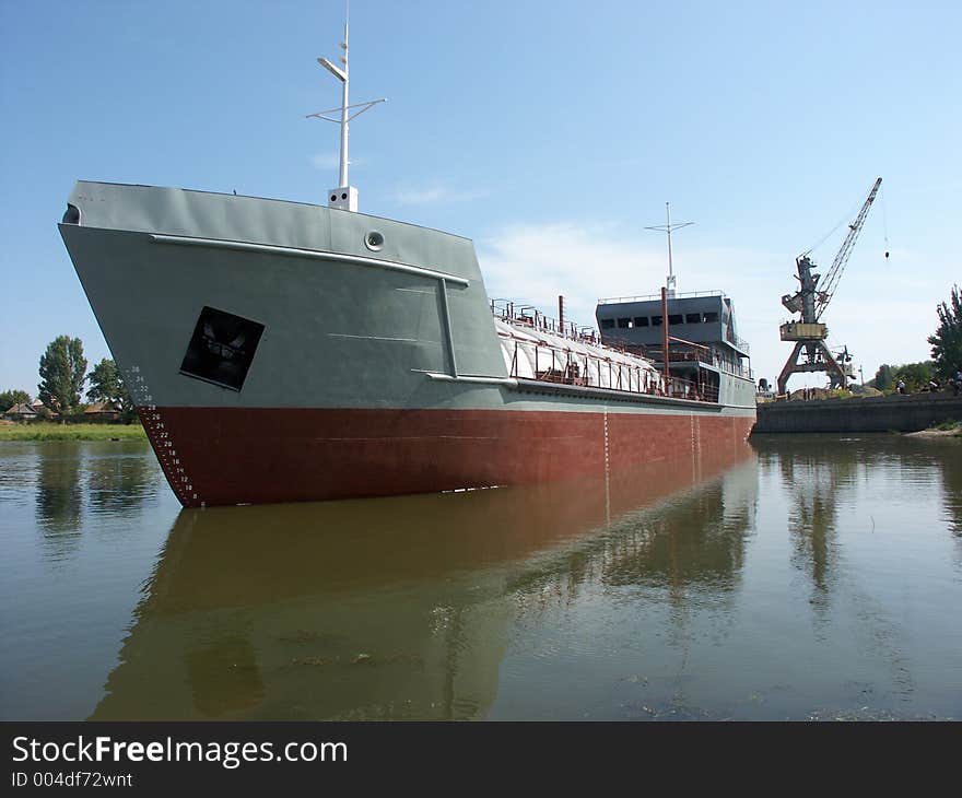 Ship near pier, Astrakhan, Russia