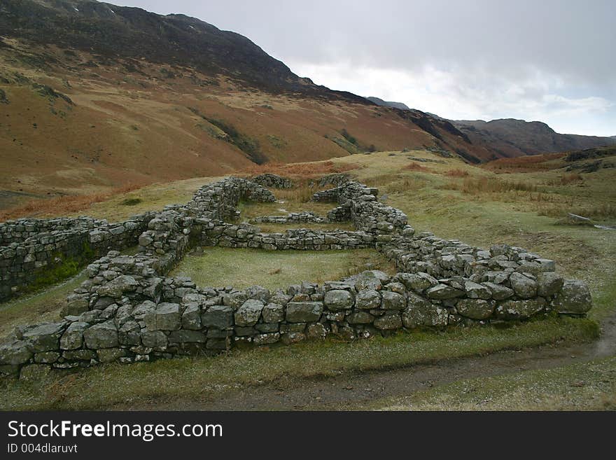 Hardknott roman fort in west Cumbria, England