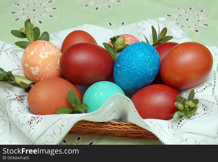 Easter eggs in basket