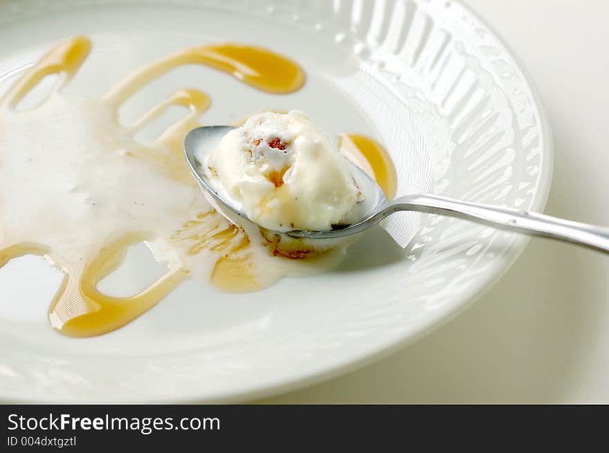 Close up of ice cream on spoon. Close up of ice cream on spoon