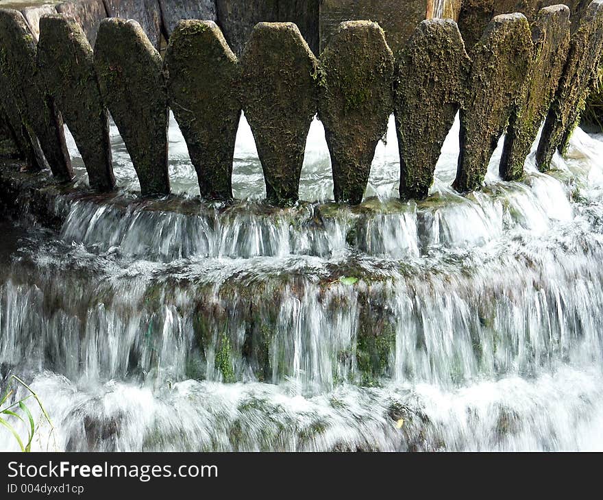 An artificial waterfall. An artificial waterfall