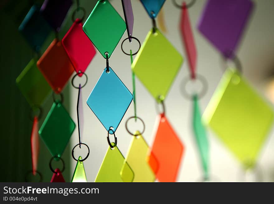 Crystal valance of a bedroom.