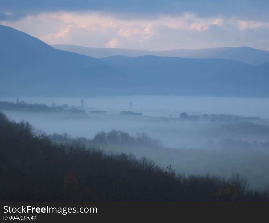 Morning fog in Crimea. Morning fog in Crimea