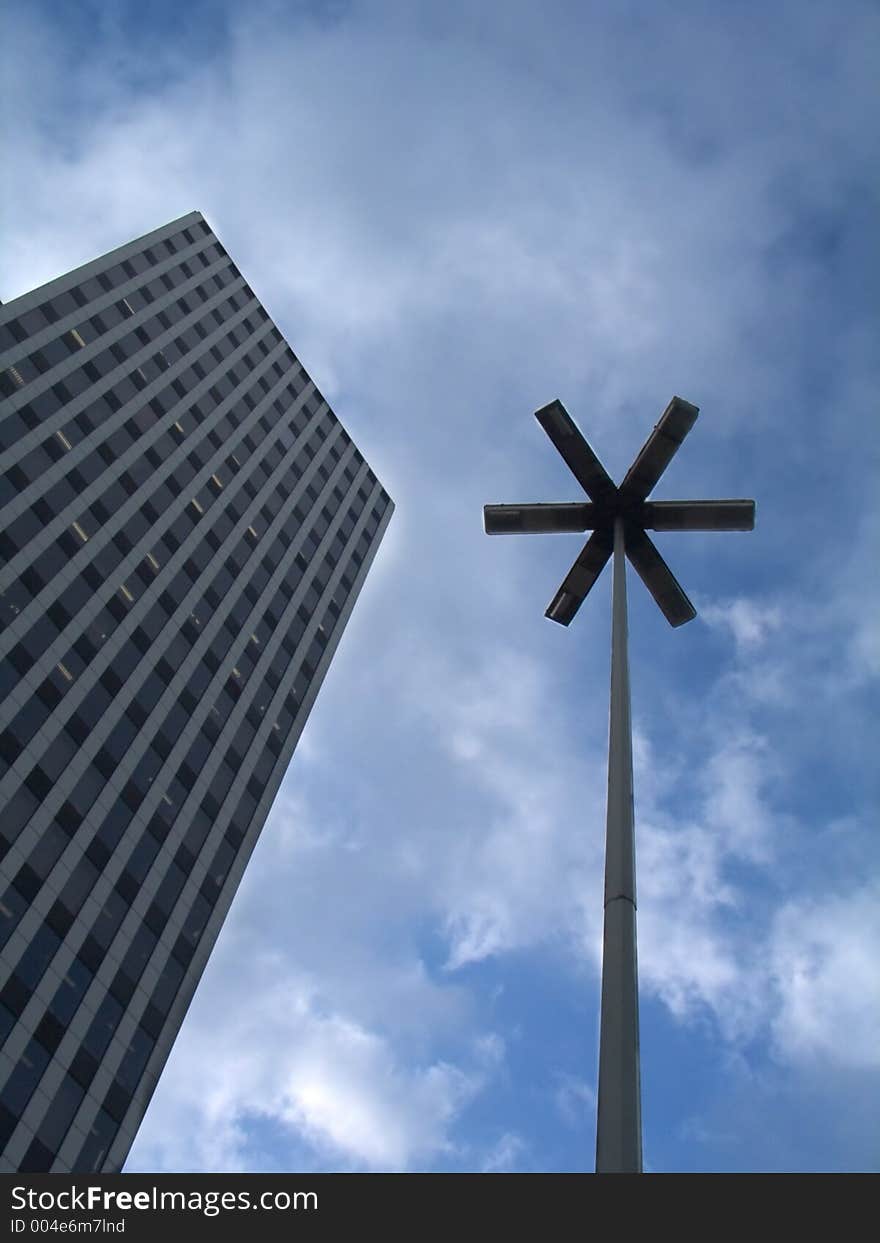 Modern building and street light in brussels, belgium. Modern building and street light in brussels, belgium