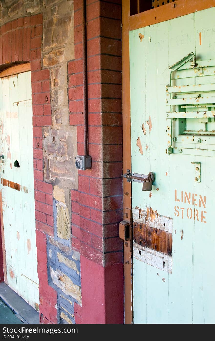 The doors to the linen storage area at the Adelaide gaol. They are converted prison cells. The doors to the linen storage area at the Adelaide gaol. They are converted prison cells.